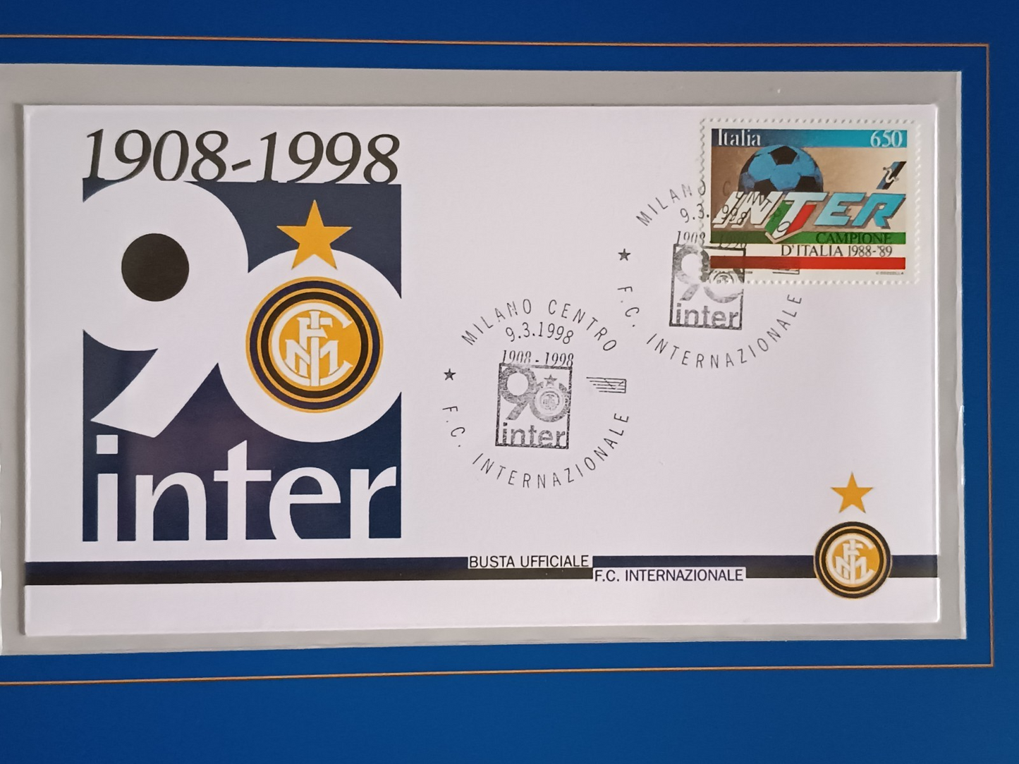 annullo Filatelico INTER 90 anni Bolaffi - 1998