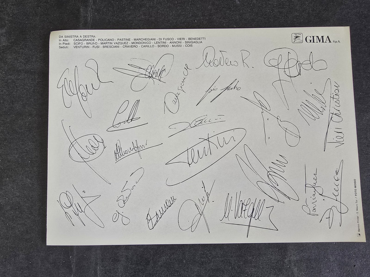 Cartolina Autografi stampati Torino Calcio 1991/92 ufficiale Lotto Beretta