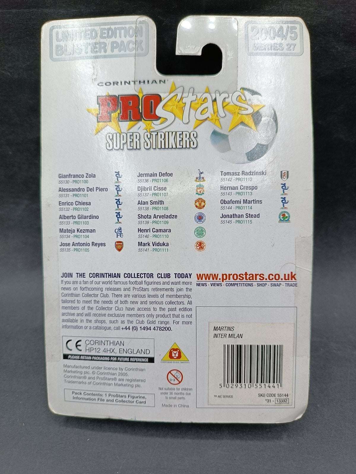 action figure calcio Corinthian Pro Stars Super Strikers 2004-05 Martins Inter