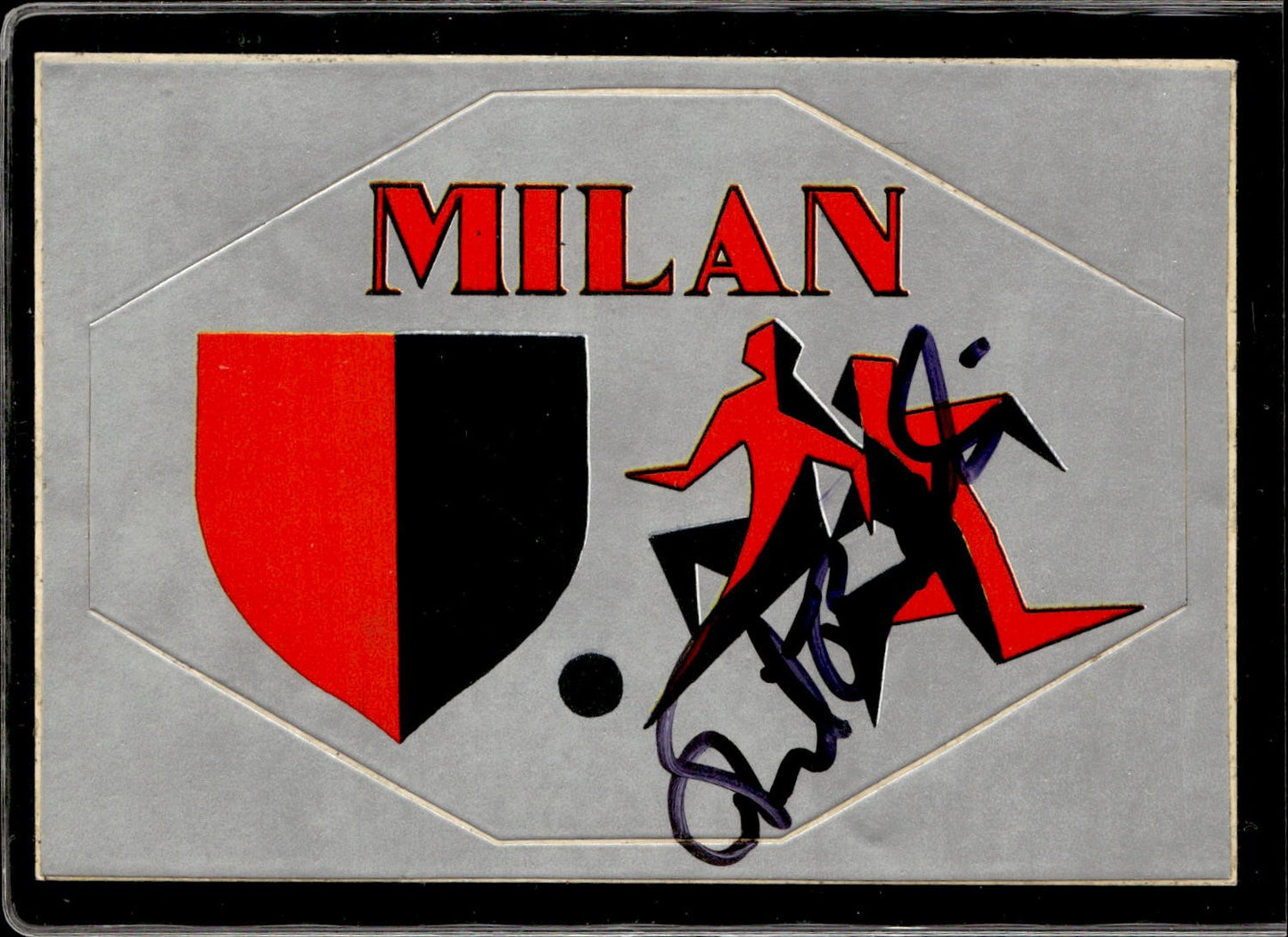 cartolina postcard Calcio Milan Benitez Autografo 1998 su adesivo