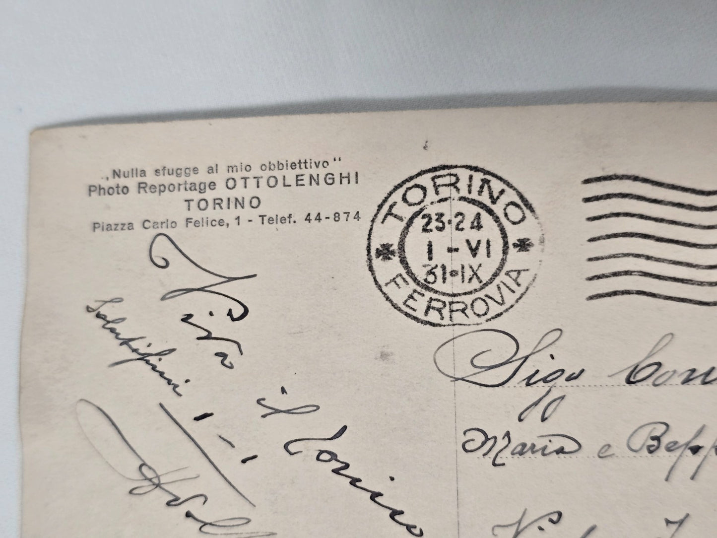 F.C. TORINO foto originale Ottolenghi formazione 1930/31 cartolina viaggiata