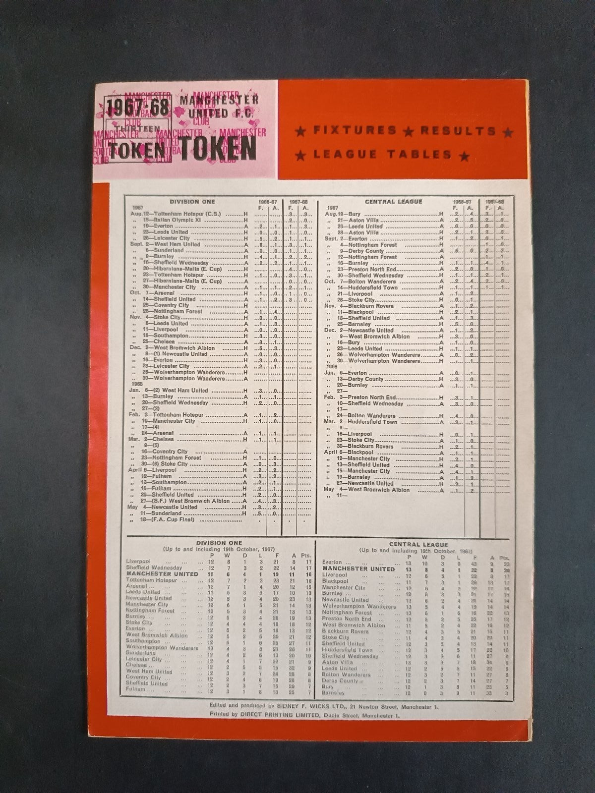 programma MANCHESTER UNITED REVIEW numero 9 anno 1967 Manchester United / City