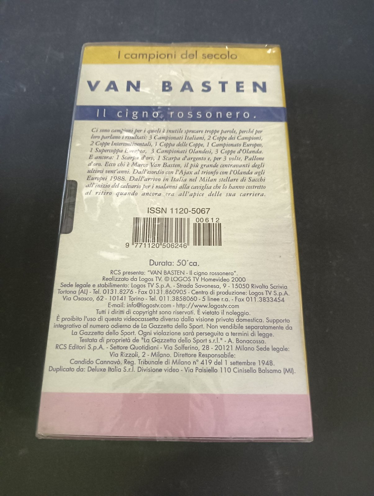 VHS I CAMPIONI DEL SECOLO VAN BASTEN IL CIGNO ROSSONERO Logos Tv
