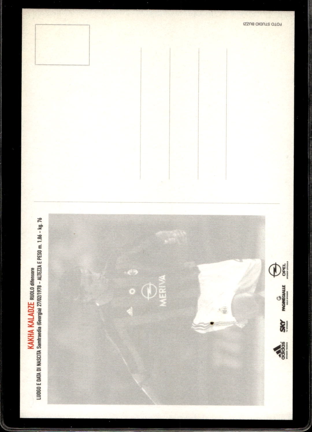 cartolina postcard Calcio Milan con Autografo 2003/04 - Kaladze