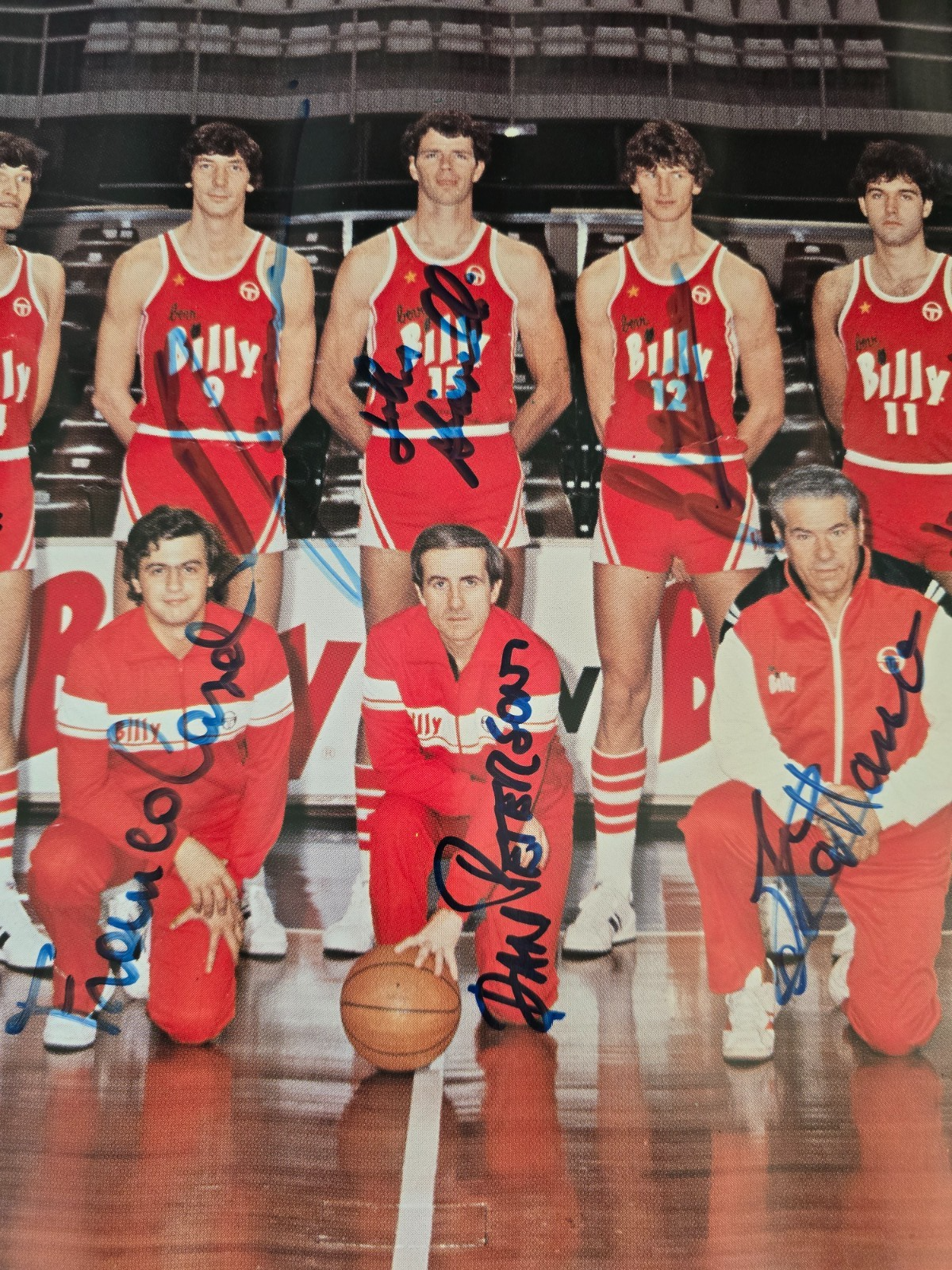 BILLY Olimpia Milano Basket 1980/81 poster autografato dalla squadra originale