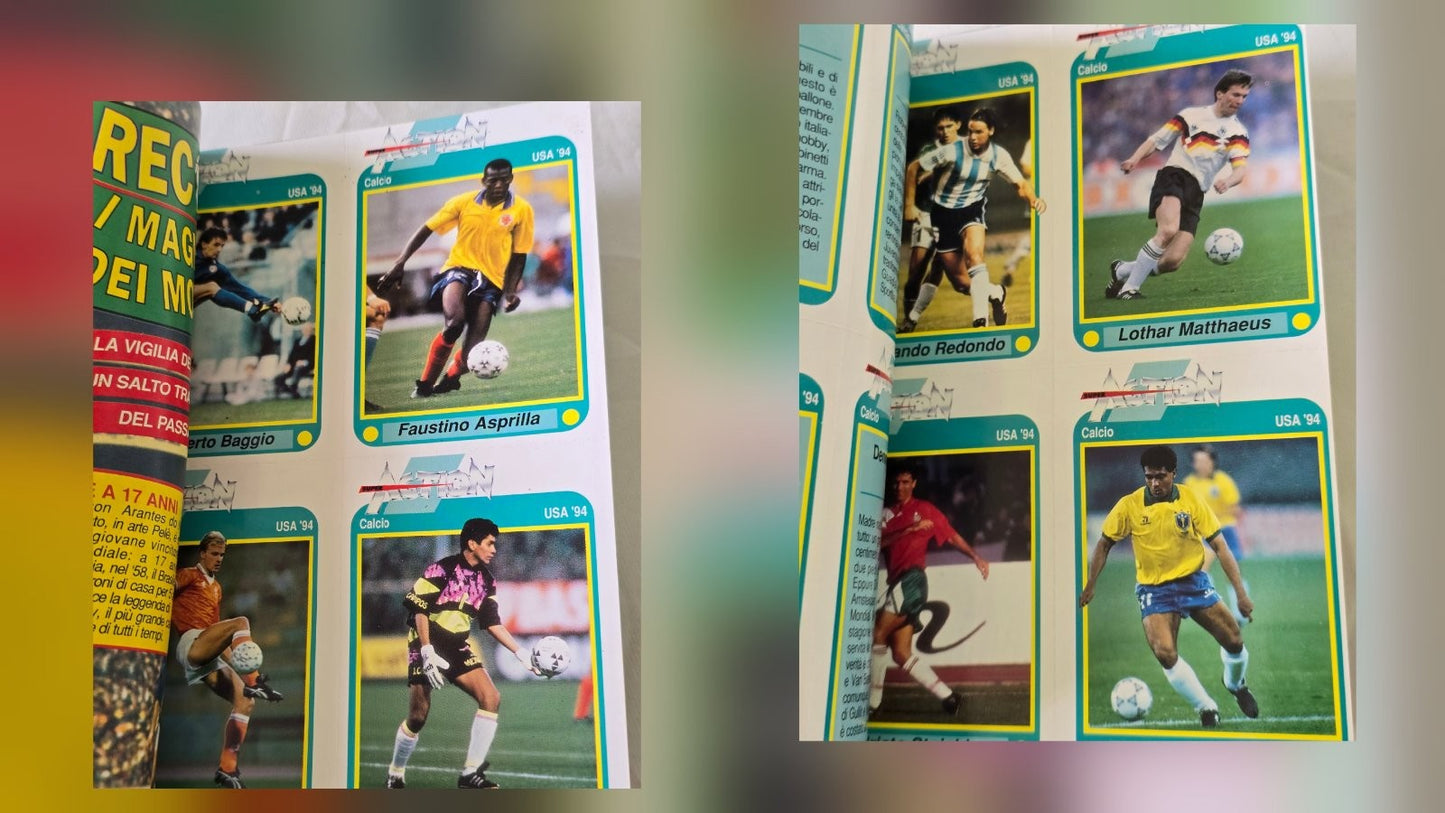 Super Action 1994 con figurine del mondiale Baggio Matthaus Romario da staccare