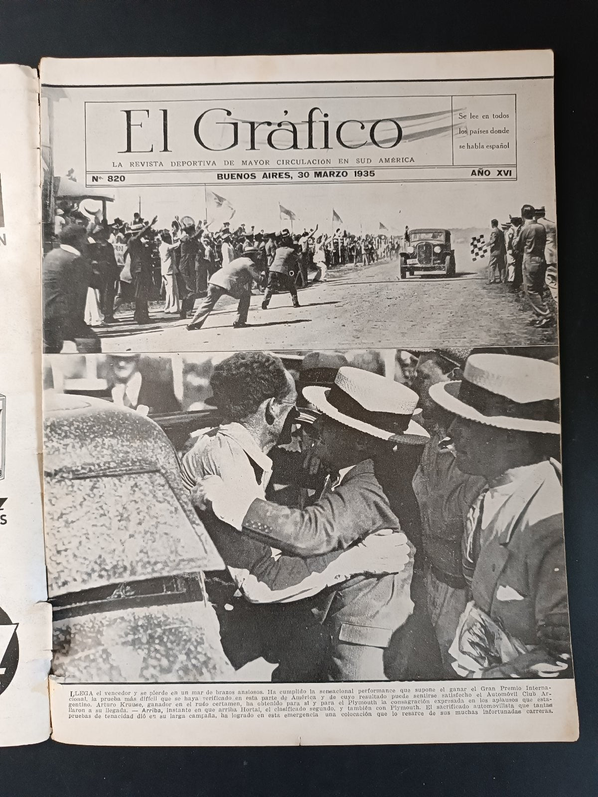 Rivista EL GRAFICO numero 820 anno 1935 Domingos/Boca