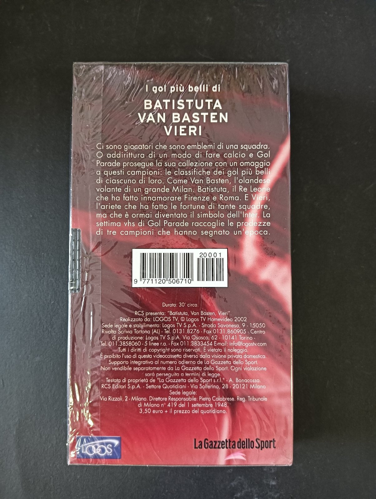VHS GOL PARADE I GOL PIU' BELLI DI Batistuta Van Basten Vieri Gazzetta Sport