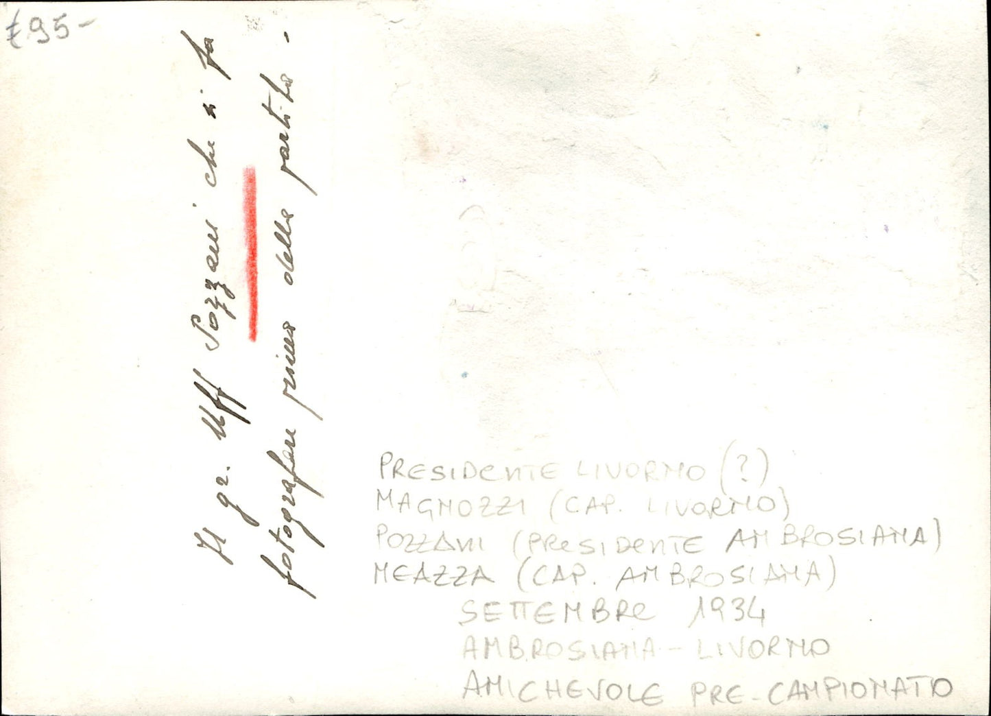 Fotografia 1934 lauro Bordin Ambrosiana Meazza Livorno