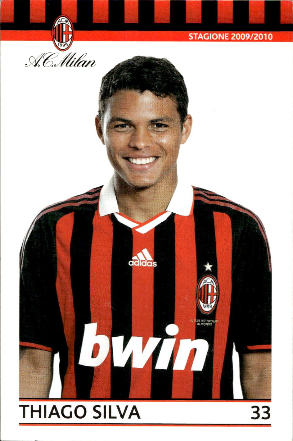 cartolina postcard Calcio 2009-10 Milan Thiago Silva