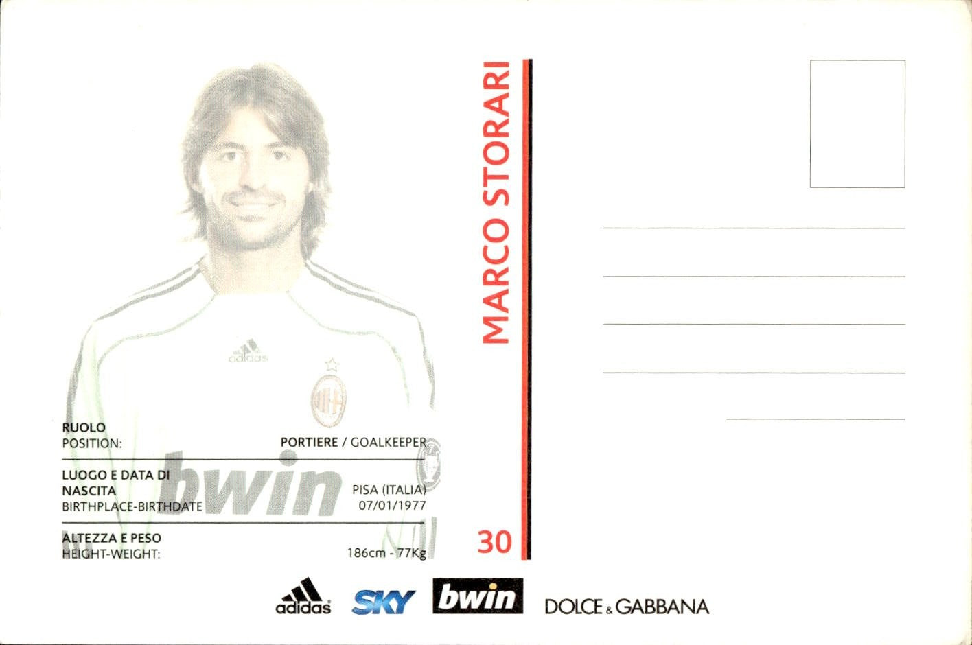 cartolina postcard Calcio 2009-10 Milan Storari