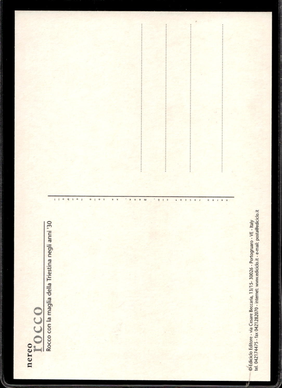 cartolina postcard Calcio Milan Nereo Rocco maglia Triestina anni '30