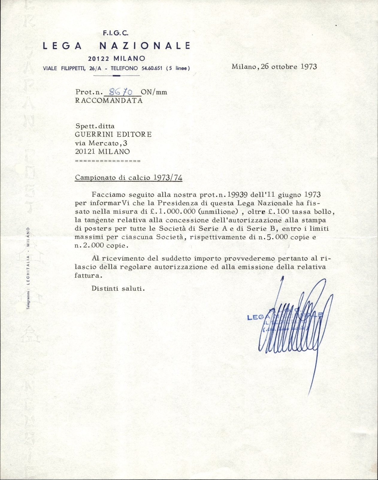 carta intestata societ� sportiva calcio Lega 1973 02