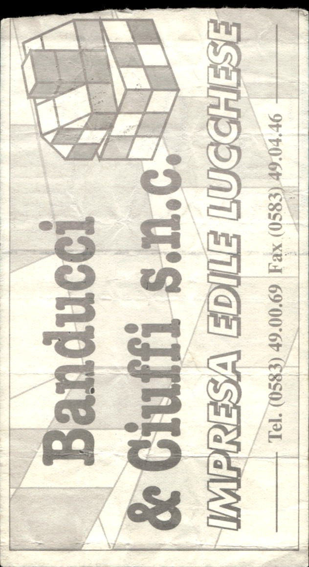 biglietto stadio A.S LUCCHESE - CASTEL DI SANGRO 1997/98