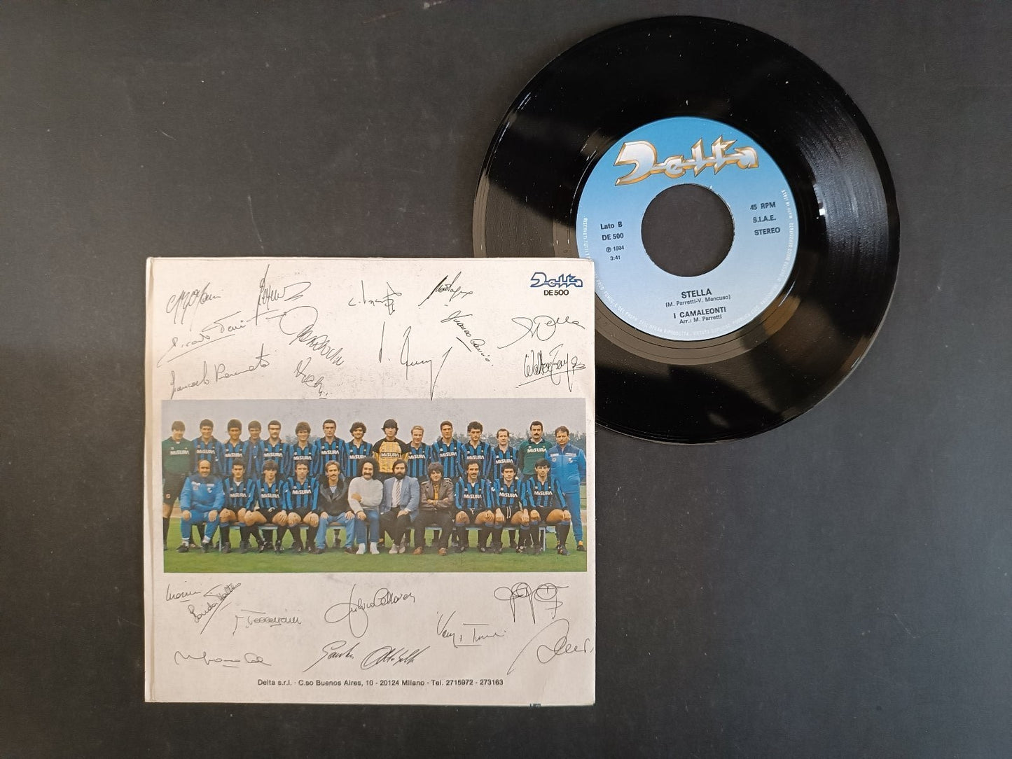 Vinile 45 giri CUORE NEROAZZURRO Inno Ufficiale dell'Inter I Camaleonti