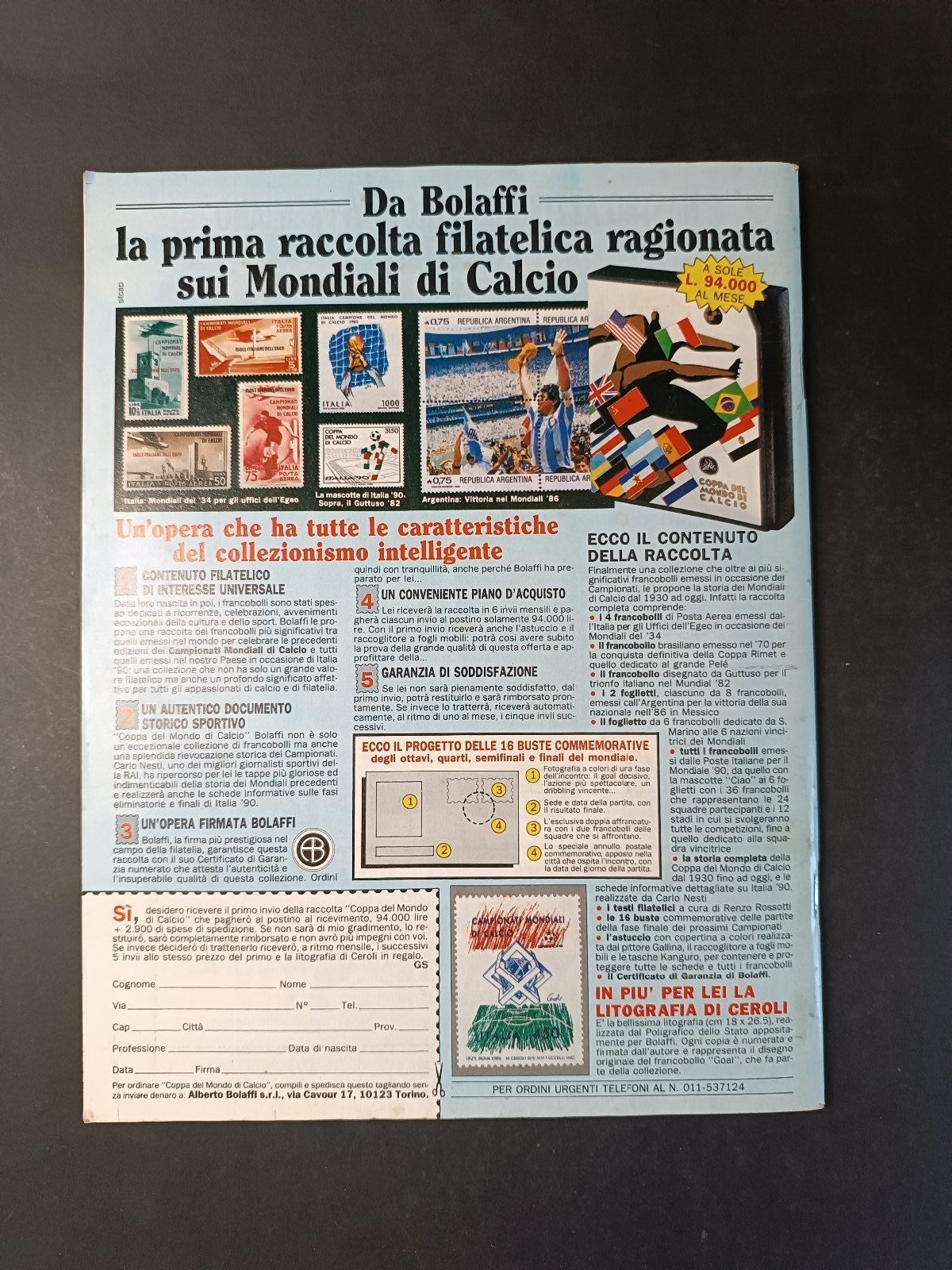 Rivista GUERIN SPORTIVO numero 19 anno 1990 Concorso Mondiale (con poster)