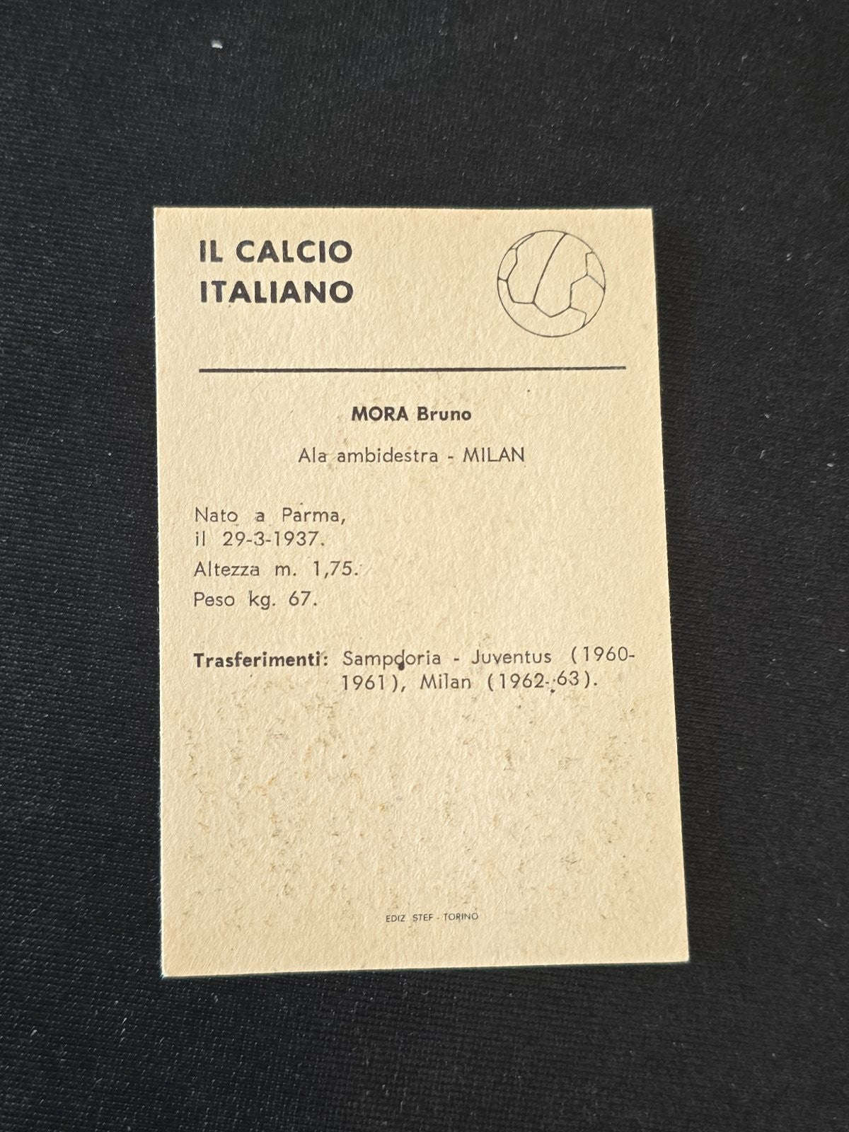 A.C. Milan Mora Figurina Calciatori Bruno Mora 2