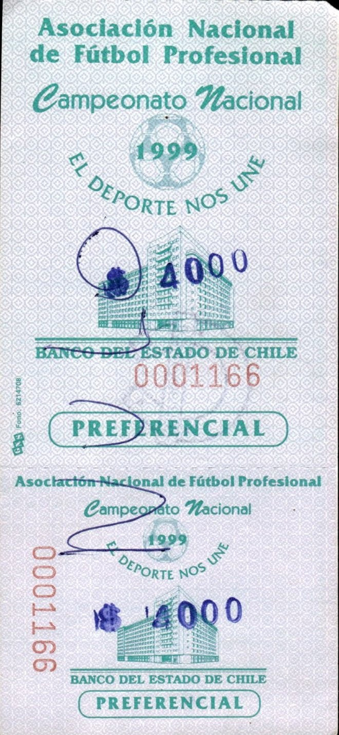 biglietto stadio CAMPEONATO NACIONAL EL DEPORTE NOS UNE 1999 N 0001166