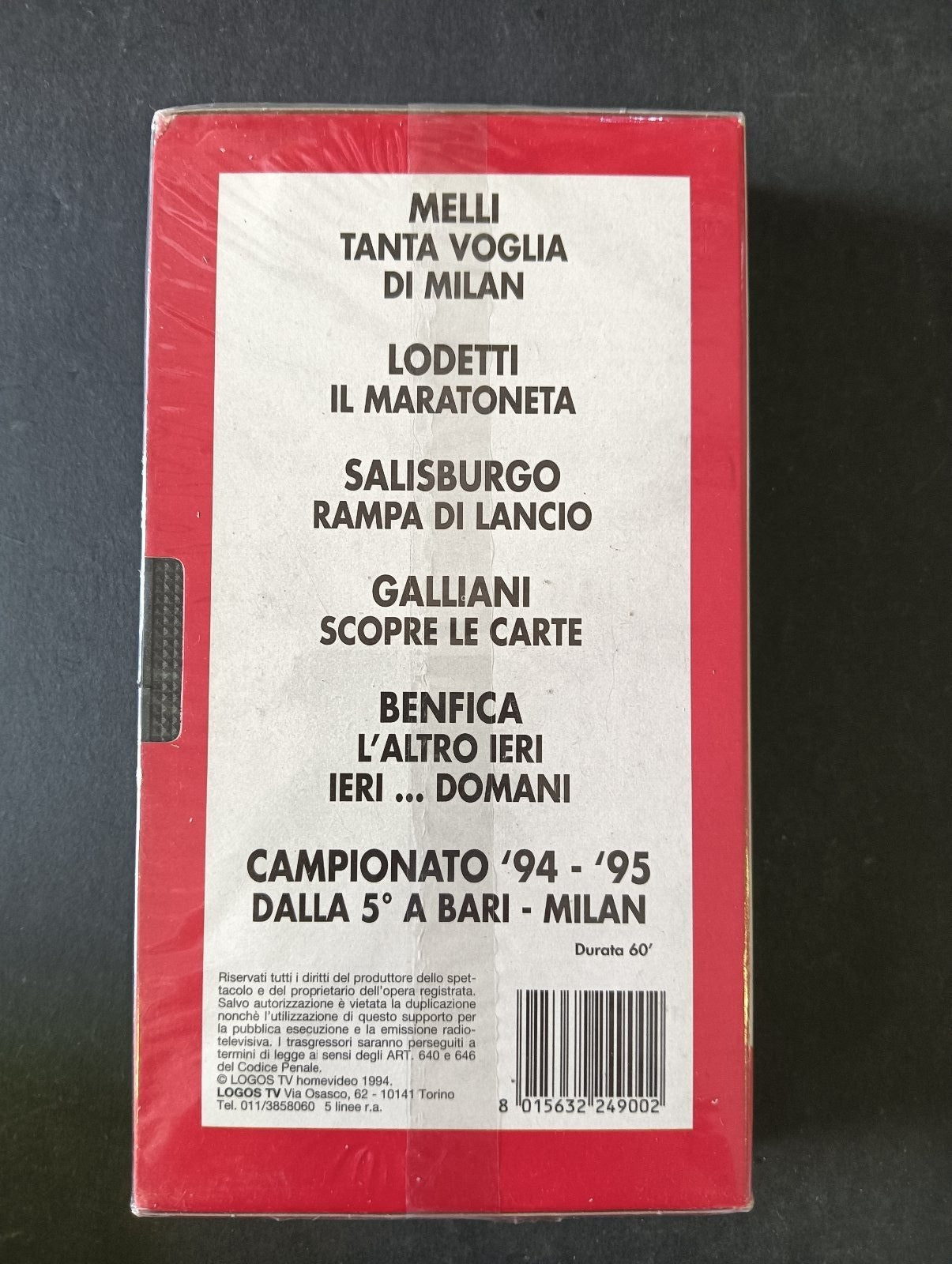 VHS VIDEOCALCIO n 9 VIDEOMILAN Logos Tv
