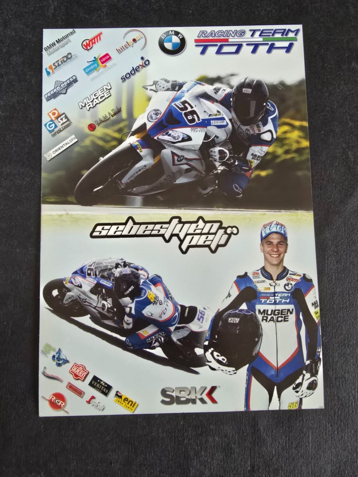 Autografo autograph originale su cartolina motogp Imre Toth motociclismo