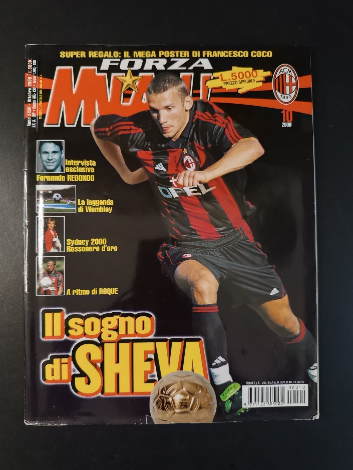 rivista FORZA MILAN - anno 2000 Ottobre - Sheva (con poster)