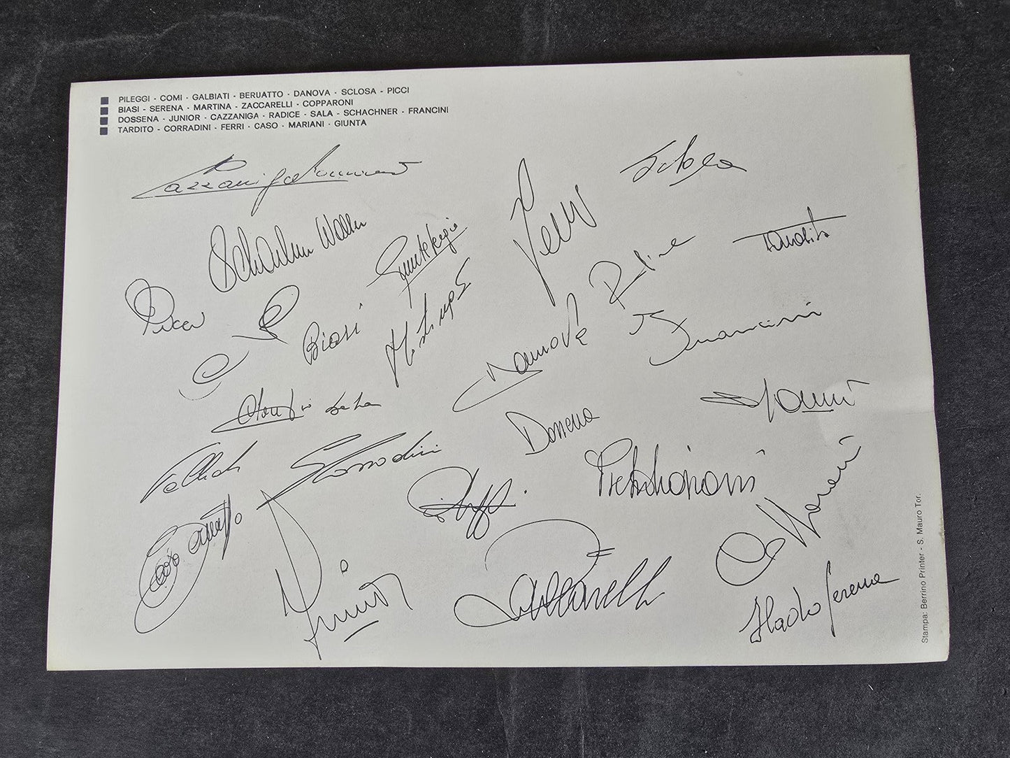 Cartolina Autografi stampati Torino Calcio 1984/85 ufficiale adidas sweda