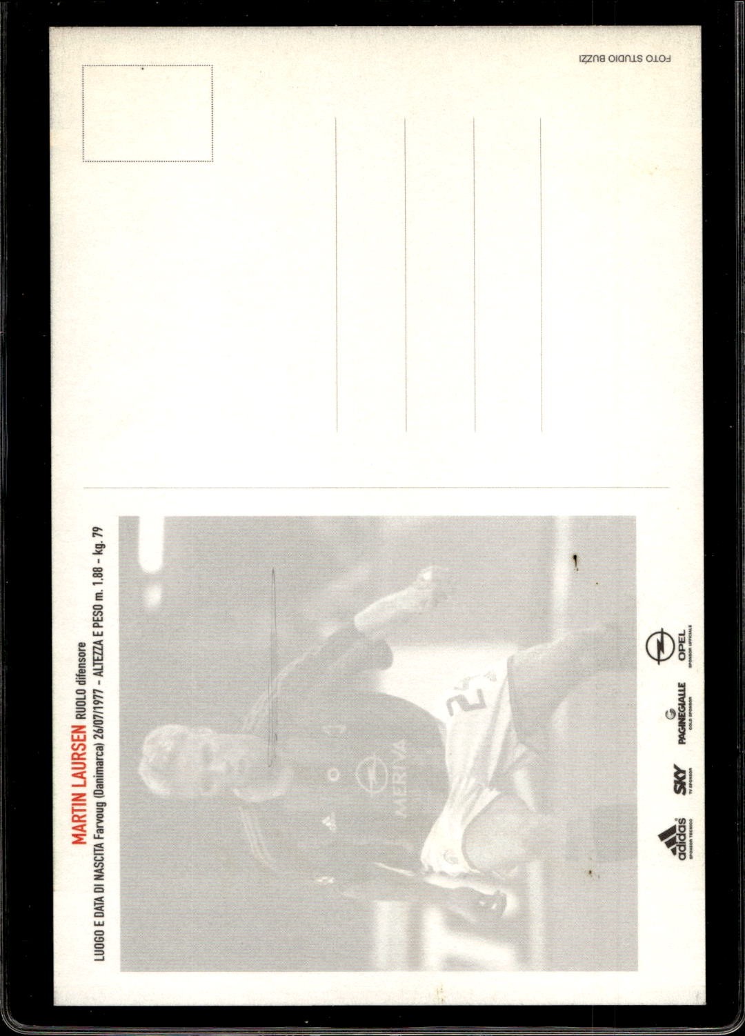 cartolina postcard Calcio Milan con Autografo 2003/04 - Laursen