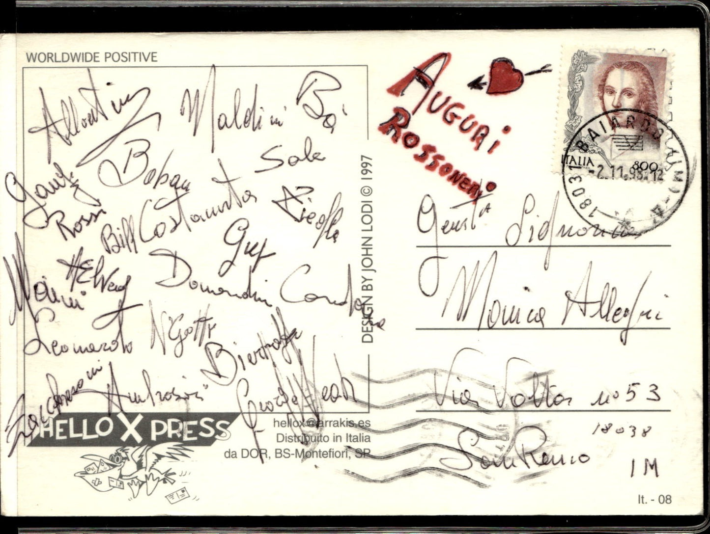 cartolina postcard calcio Quando un Rossonero compie Gli anni 2012