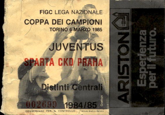 Biglietto stadio Juventus-Sparta Ckd Praha 1984-85 Coppa dei campioni n 002699