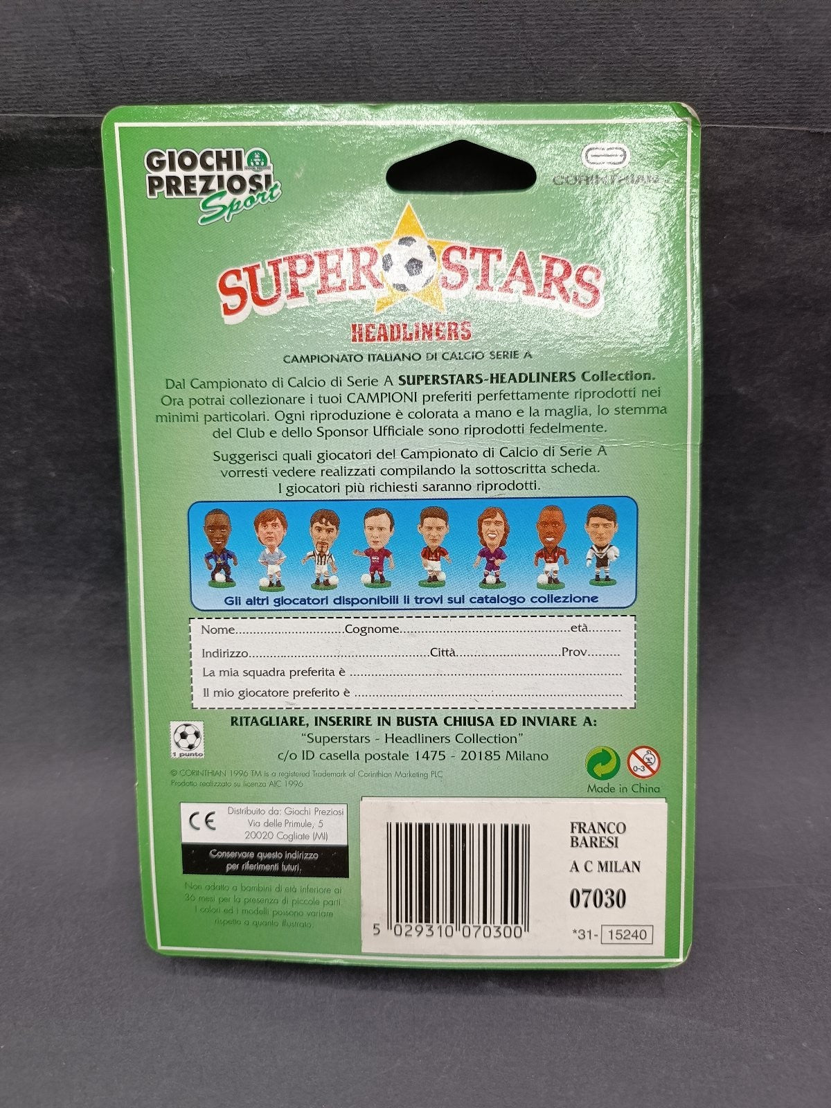 action figure calcio Corinthian Super Stars Headliners Franco Baresi Milan