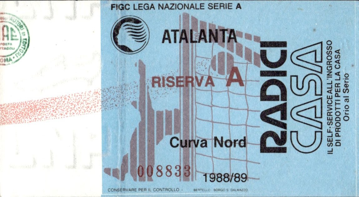 biglietto stadio LEGA NAZIONALE SERIE A ATALANTA 1988/89