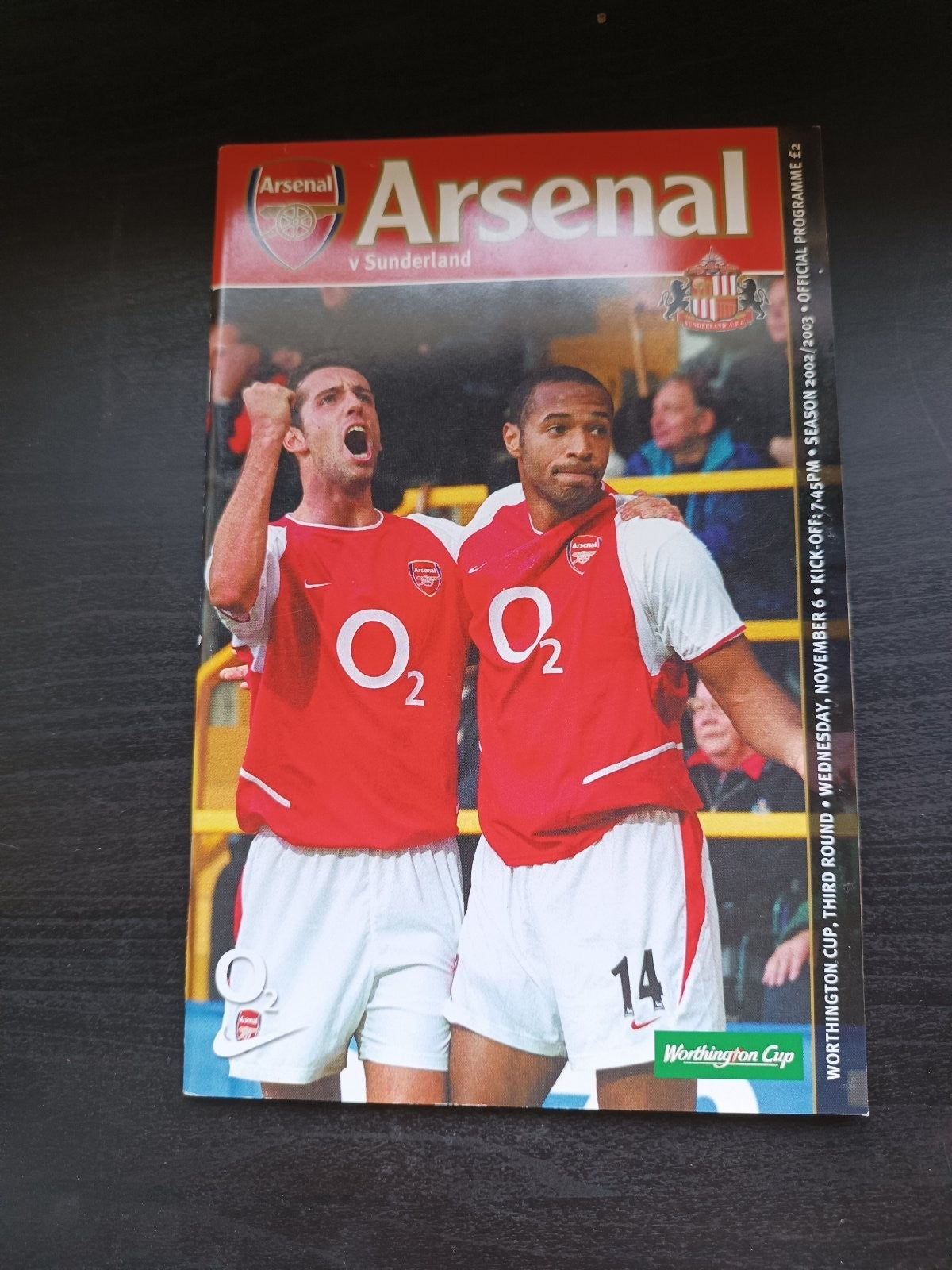 programma calcio Arsenal V Sunderland 2002