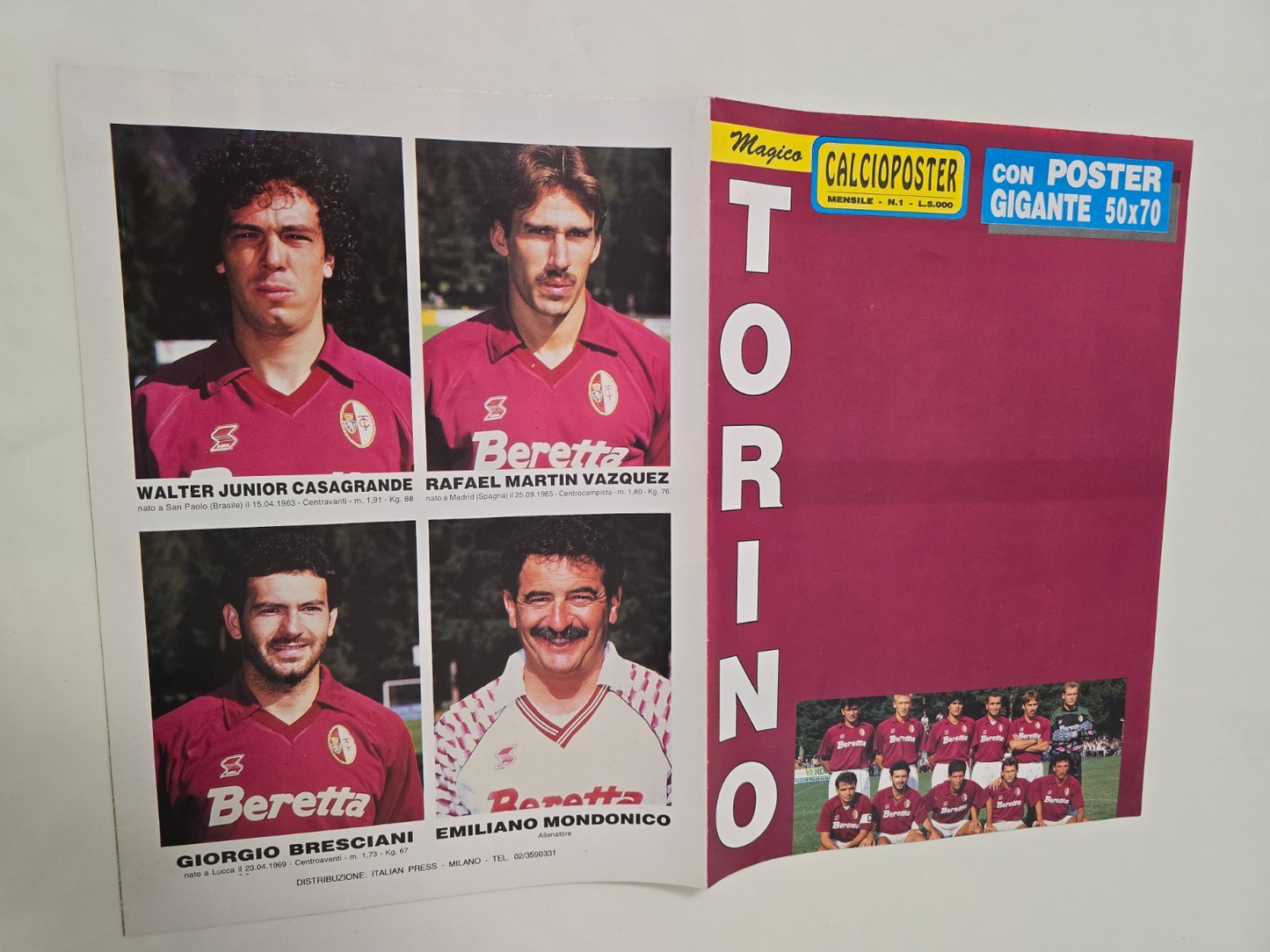 Magico TORINO Toro 1991/92 CalcioPoster poster della squadra pieghevole 50X70