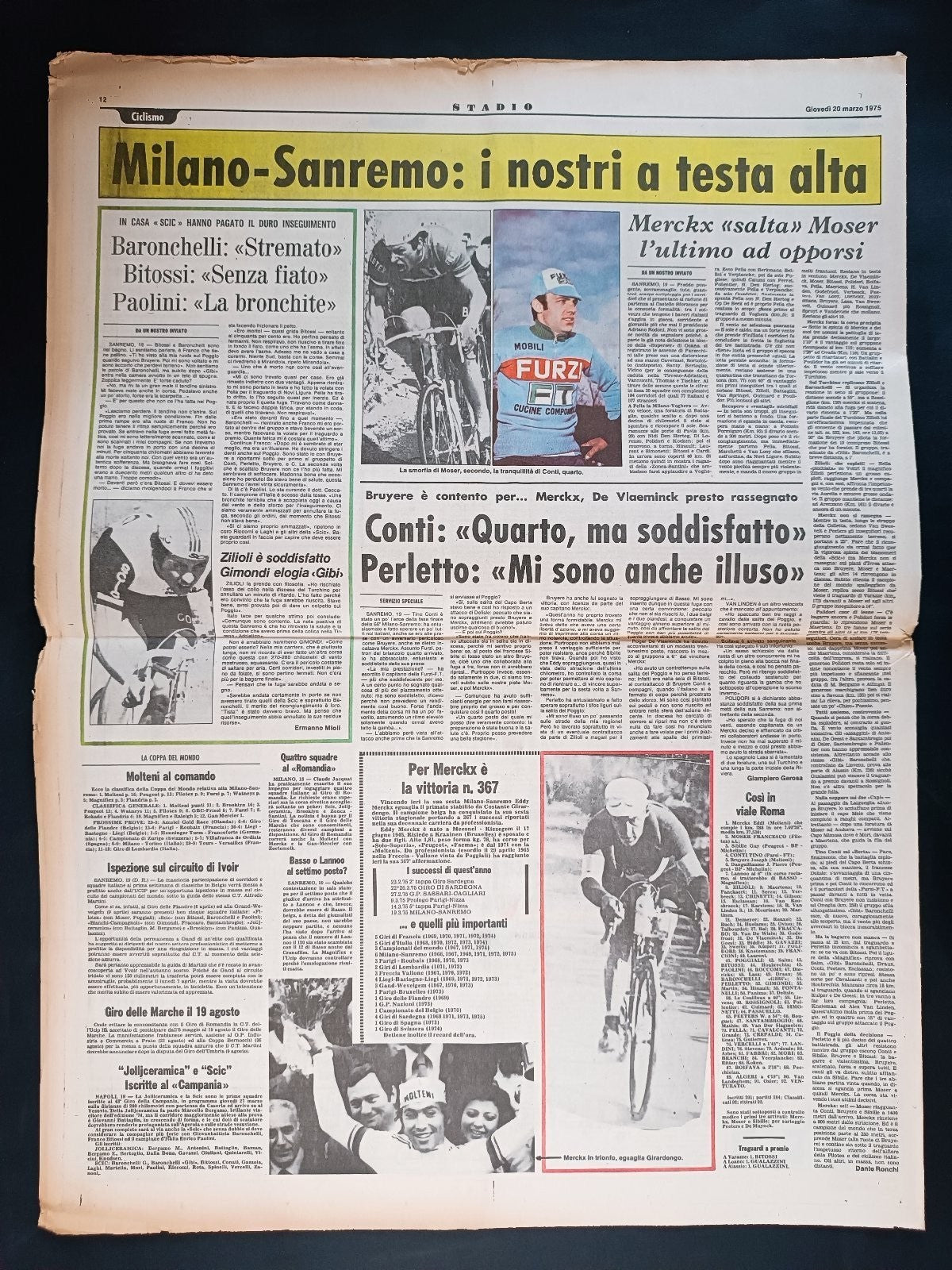 Quotidiano Sportivo STADIO numero 65 anno 1975 - Girardengo