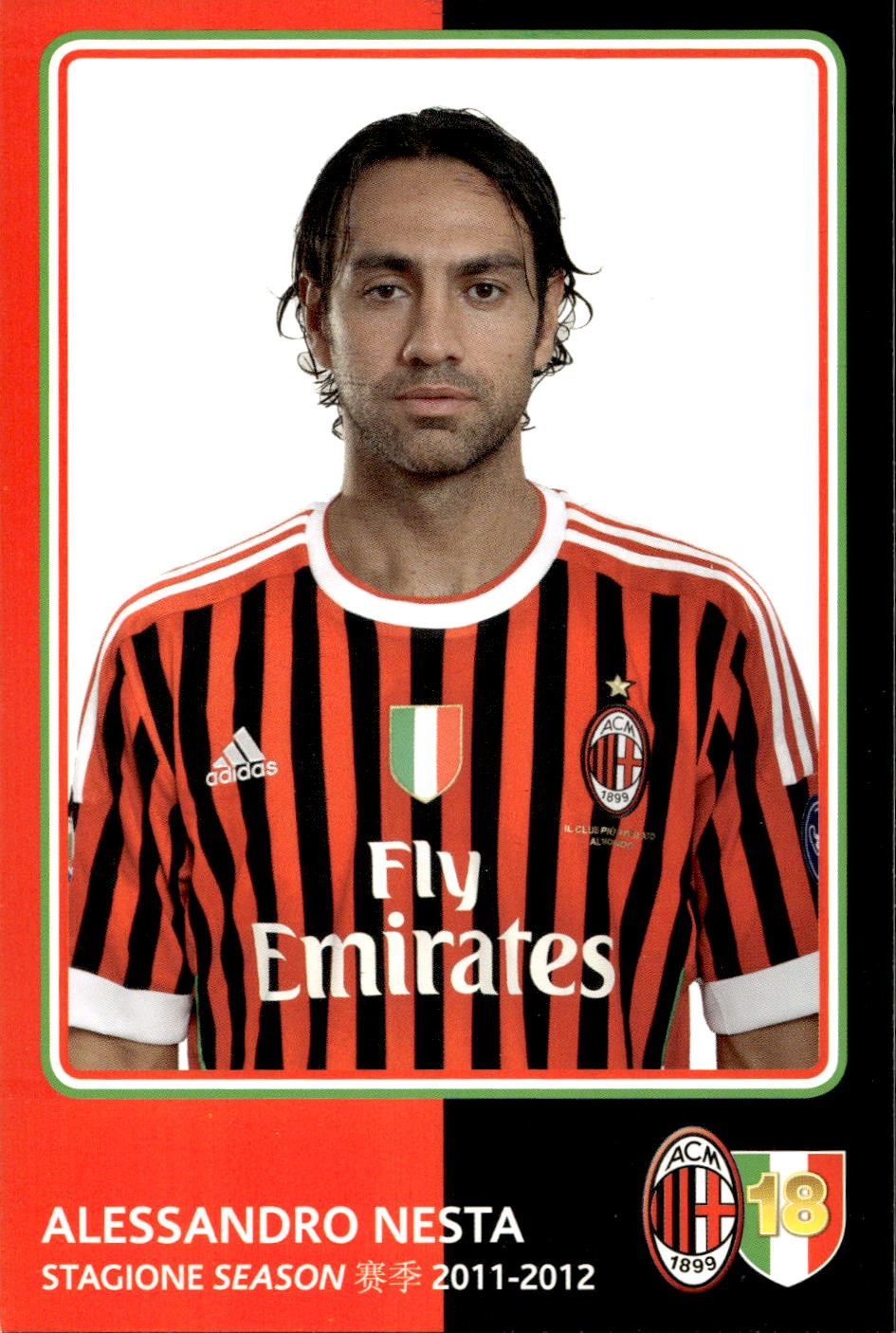cartolina postcard Calcio Milan 2011-12 - Nesta