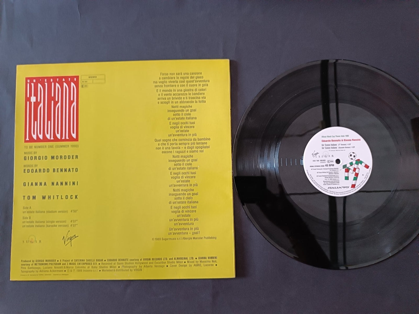 Disco Un�Estate Italiana Bennato & Nannini Official FIFA World Cup 1990
