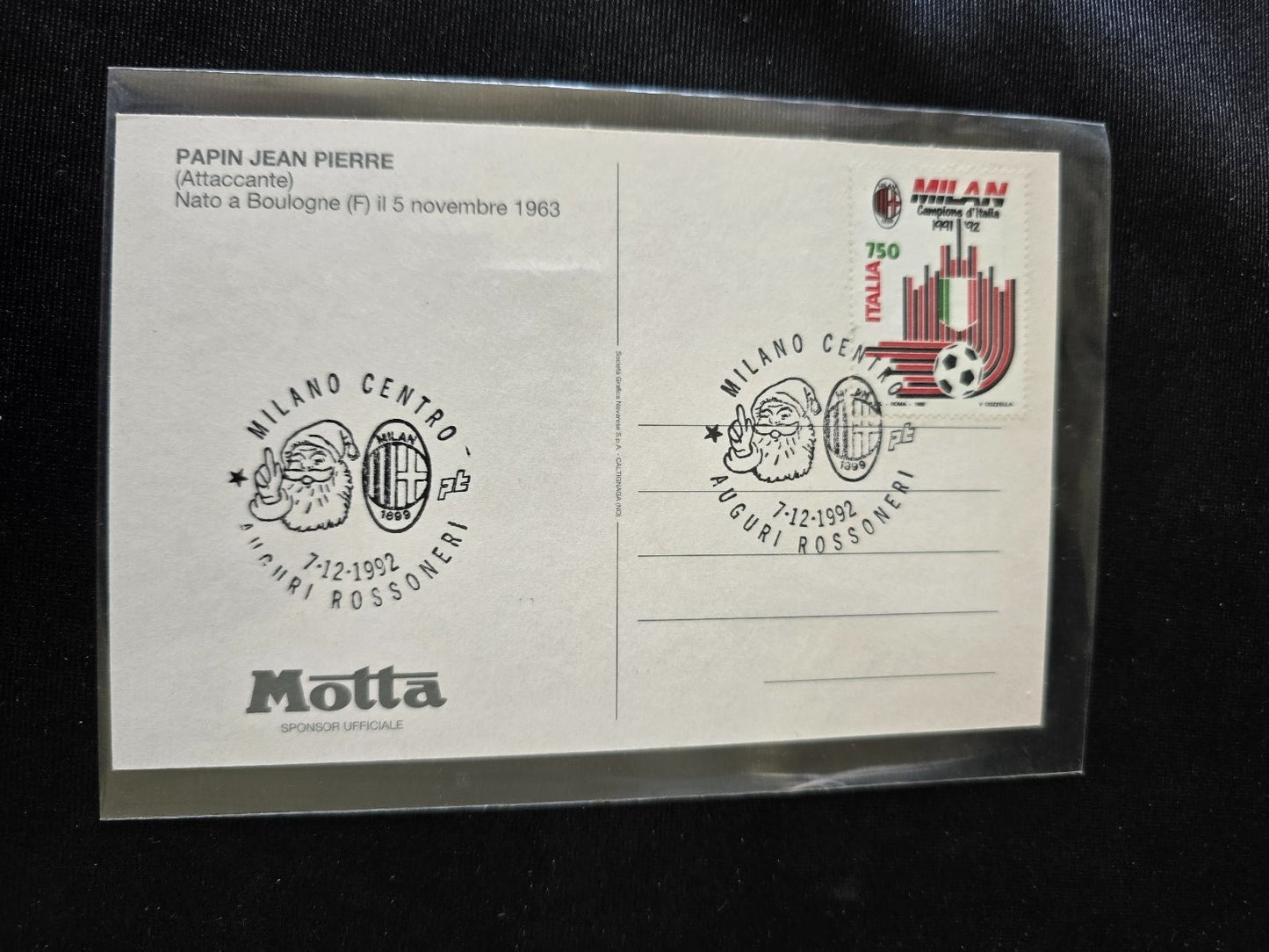 A.C. Milan 1899 cartolina con annullo 12� scudetto 1991/92Jean Pierre Papin