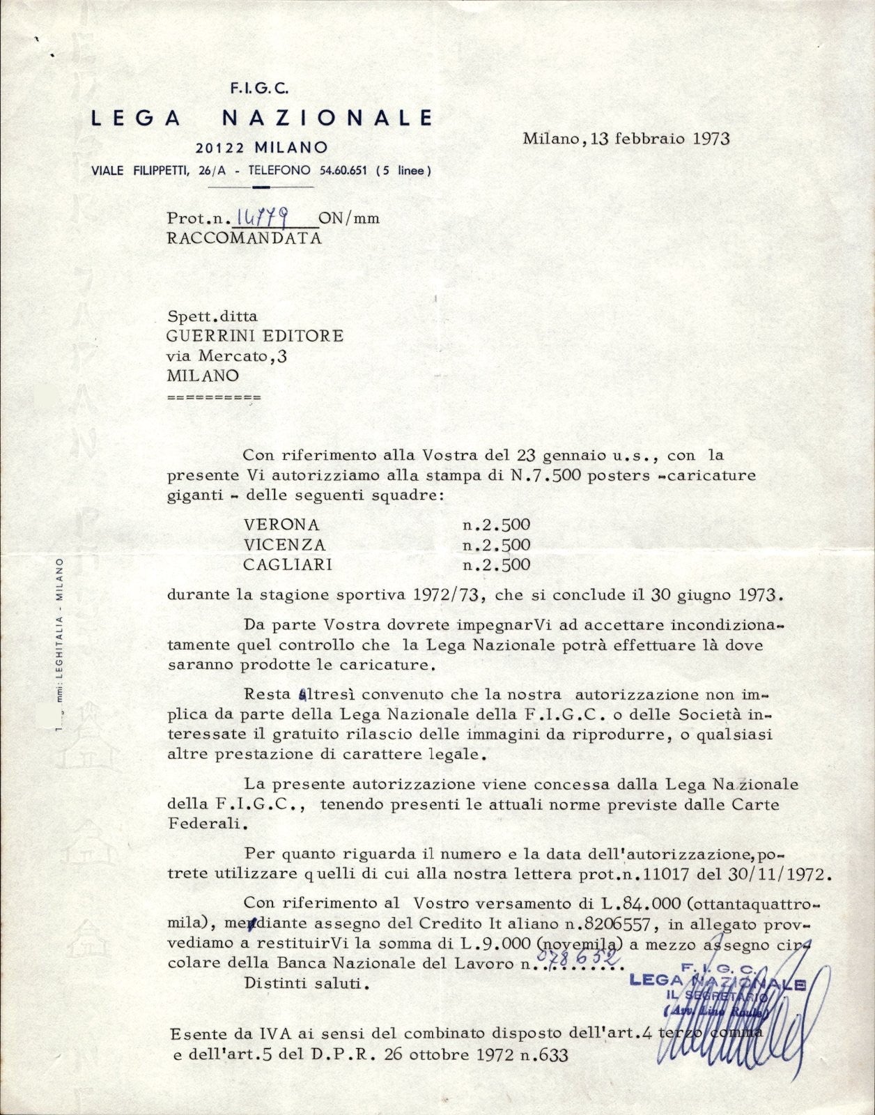 carta intestata societ� sportiva Calcio Lega 1973 06