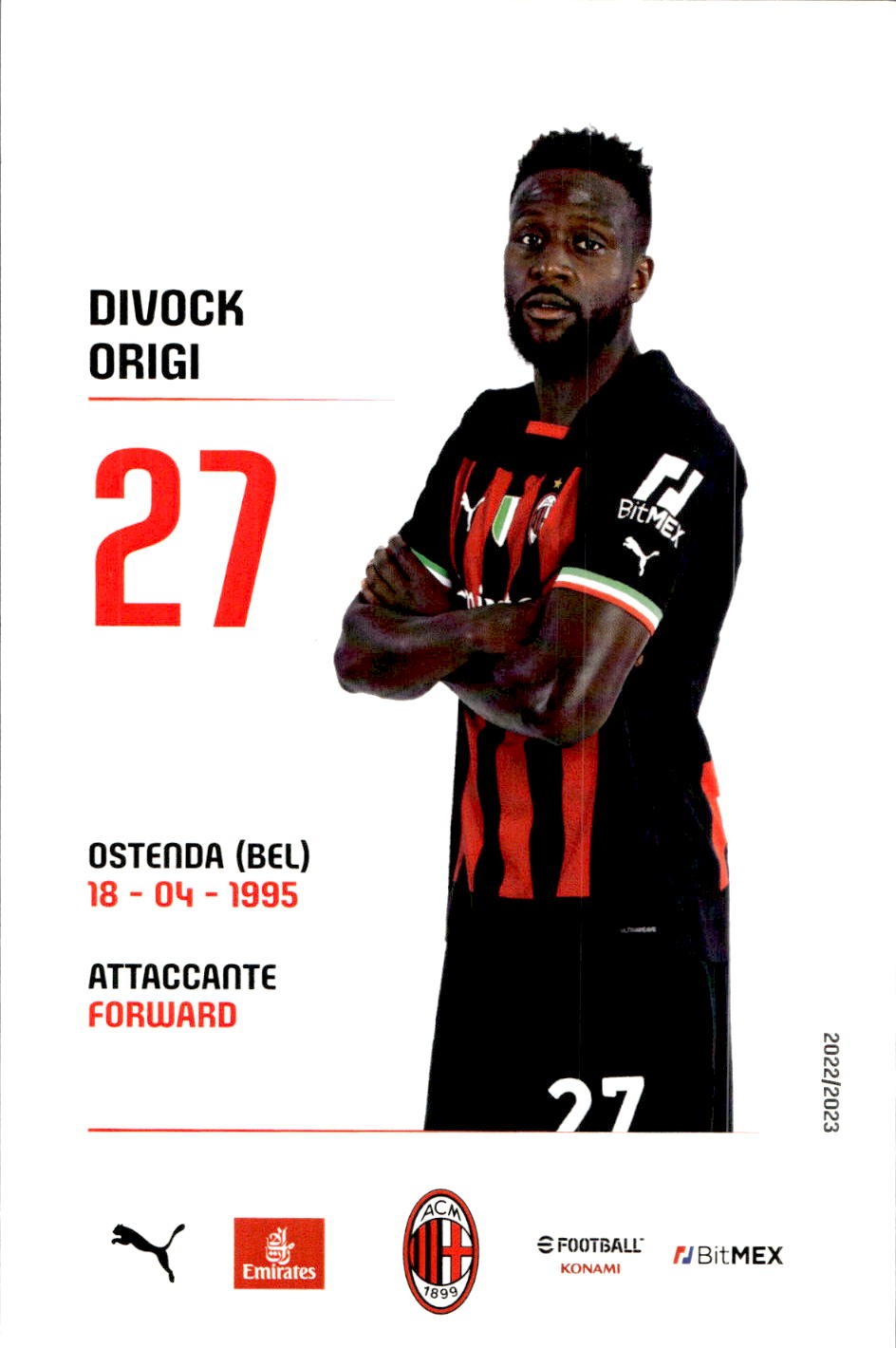 cartolina postcard Calcio Milan 2022/23 - Origi