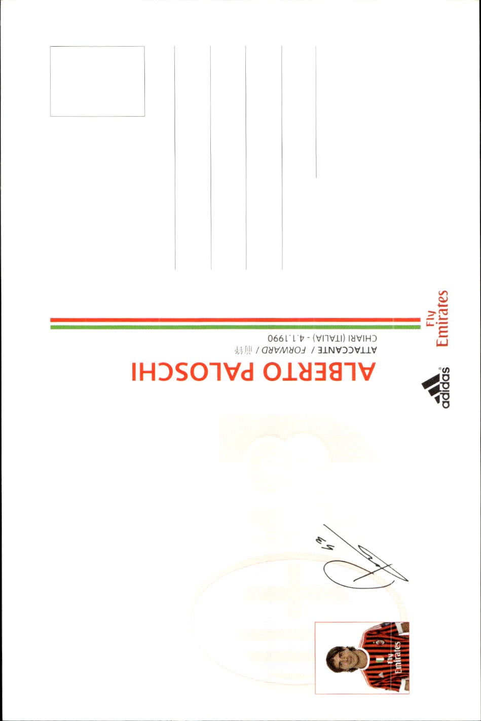 cartolina postcard Calcio Milan 2011-12 - Paloschi