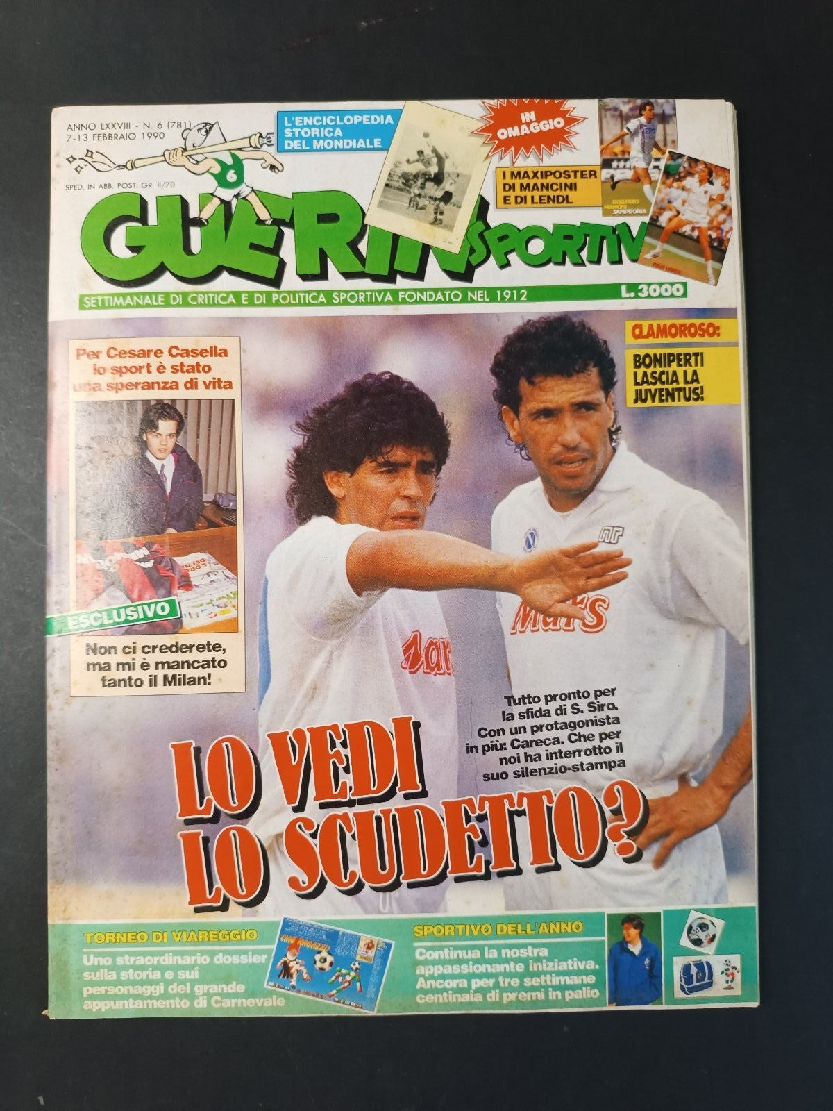Rivista GUERIN SPORTIVO numero 6 anno 1990 Mancini/Lendl (senza poster)