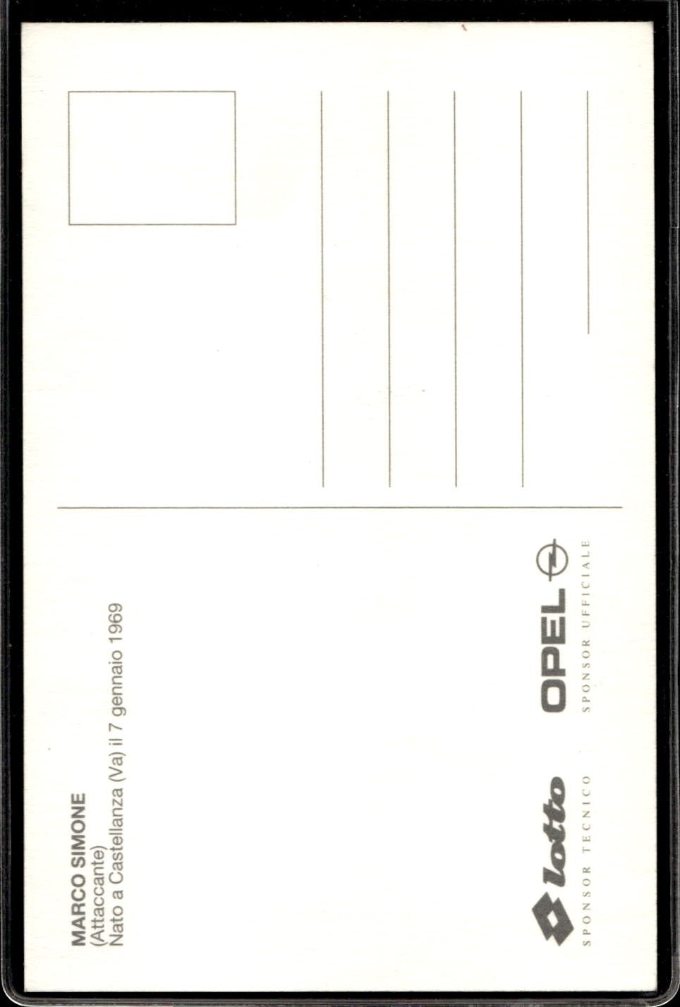 cartolina postcard Calcio Milan con Autografo Sponsor OPEL Marco Simone