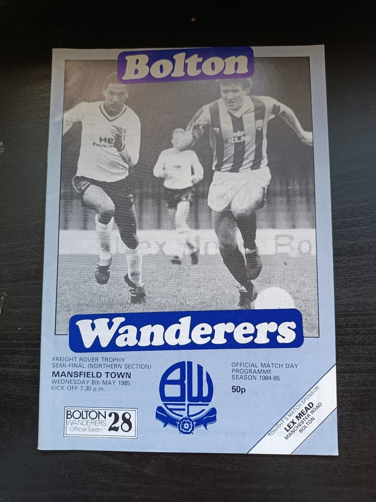 programma calcio Bolton Wanderers V Mansfield Town 8th 1985