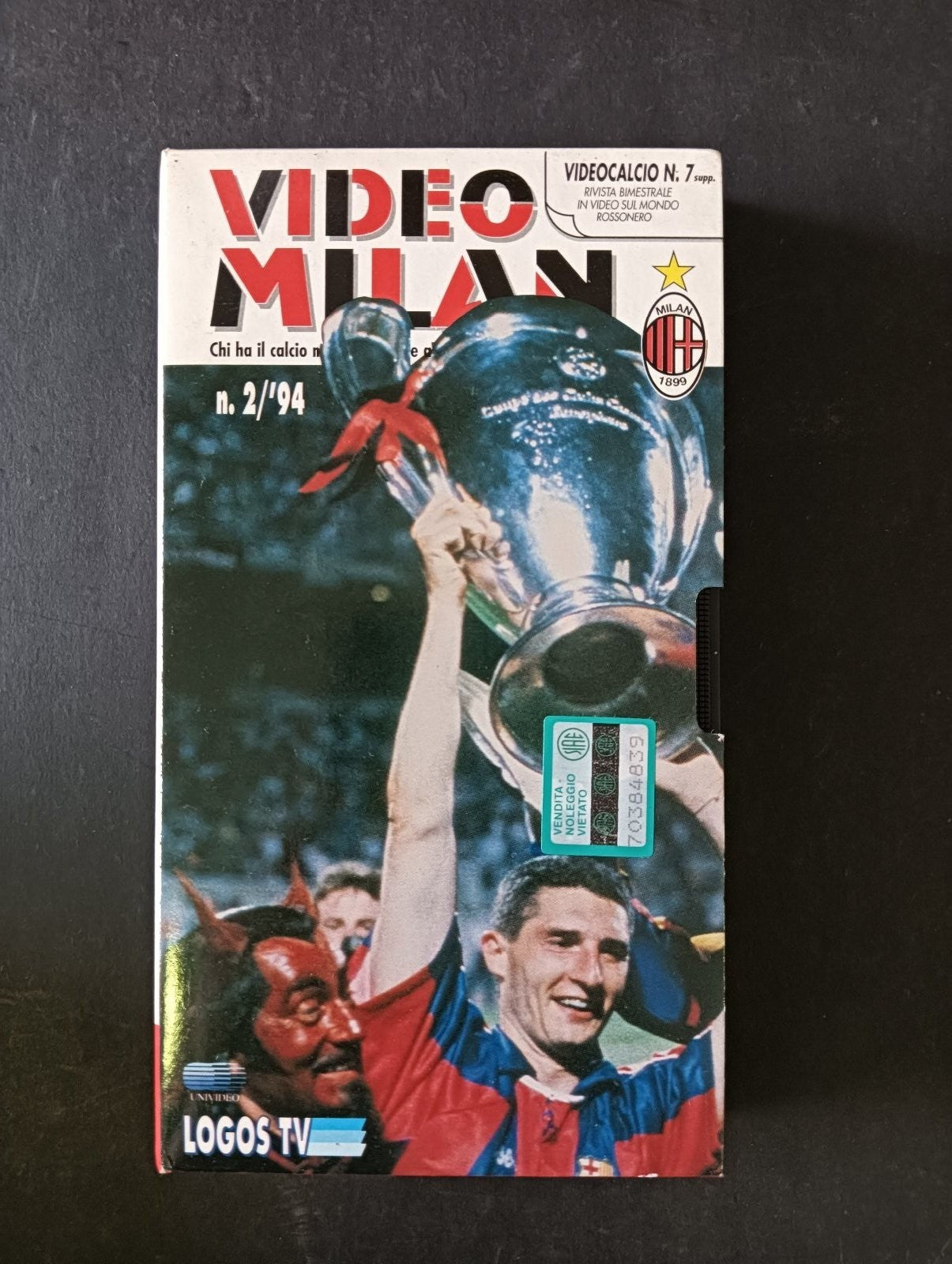 VHS VIDEOCALCIO n 7 VIDEOMILAN n 2 '94 Logos Tv