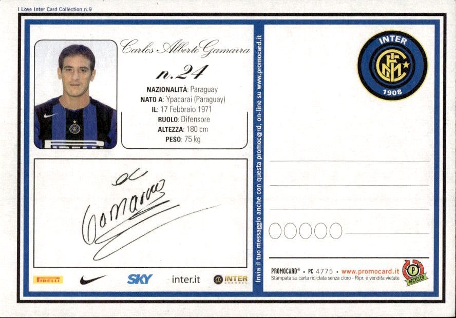Cartolina calcio calciatore Inter Pierre Nlend Wom� con autografo stampato