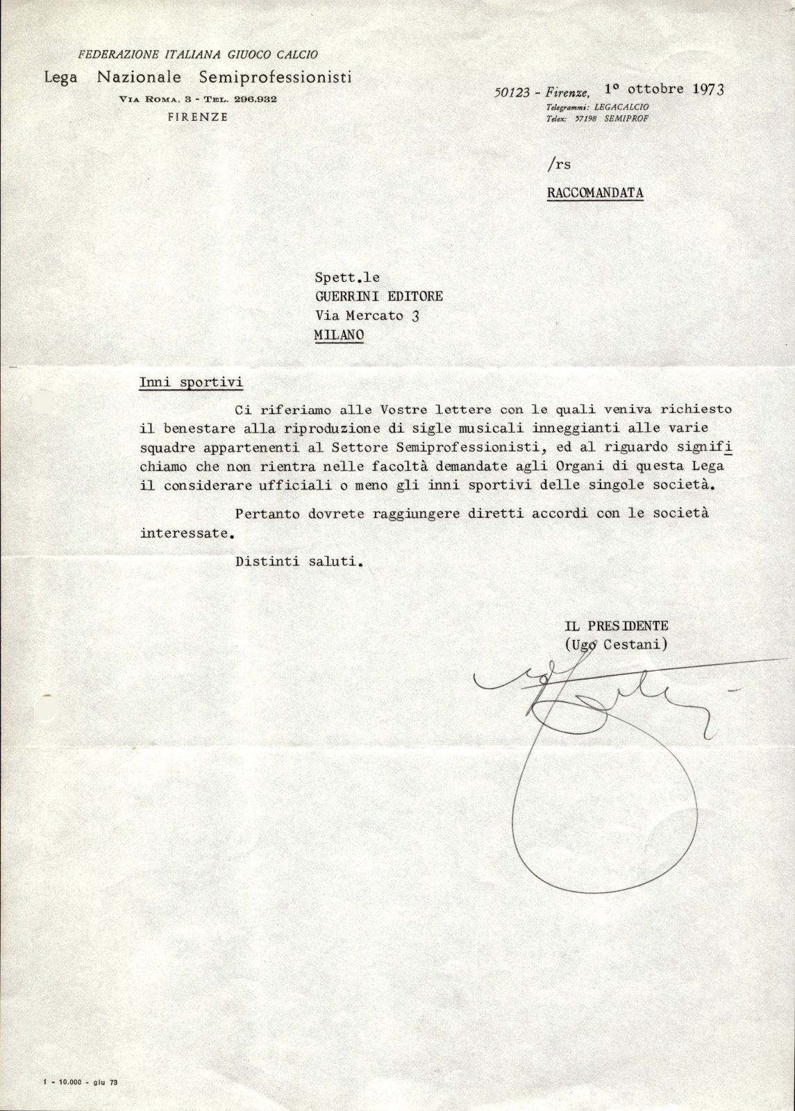 carta intestata societ� sportiva calcio Lega 1973 01