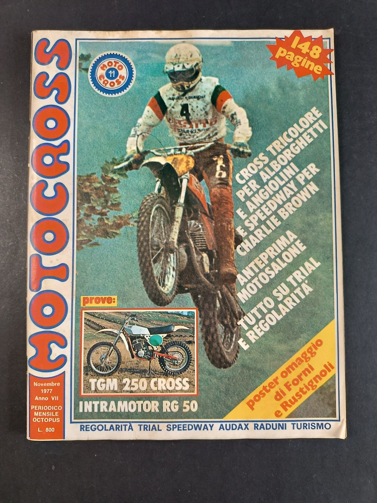 Rivista MOTOCROSS numero 11 anno 1977 Alborghetti/Angelini Poster Omaggio