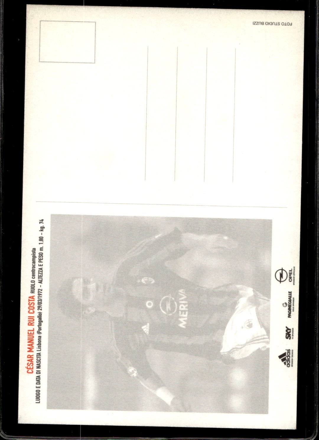 cartolina postcard Calcio Milan con Autografo 2003/04 - Rui Costa