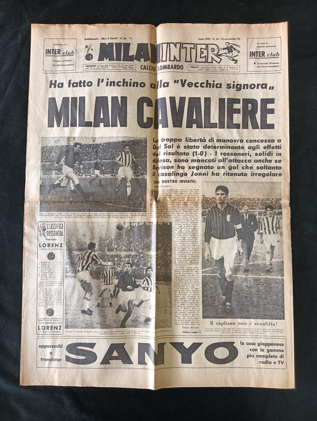 quotidiano MILANINTER numero 43 - 1962 - Sandrino Meazzola