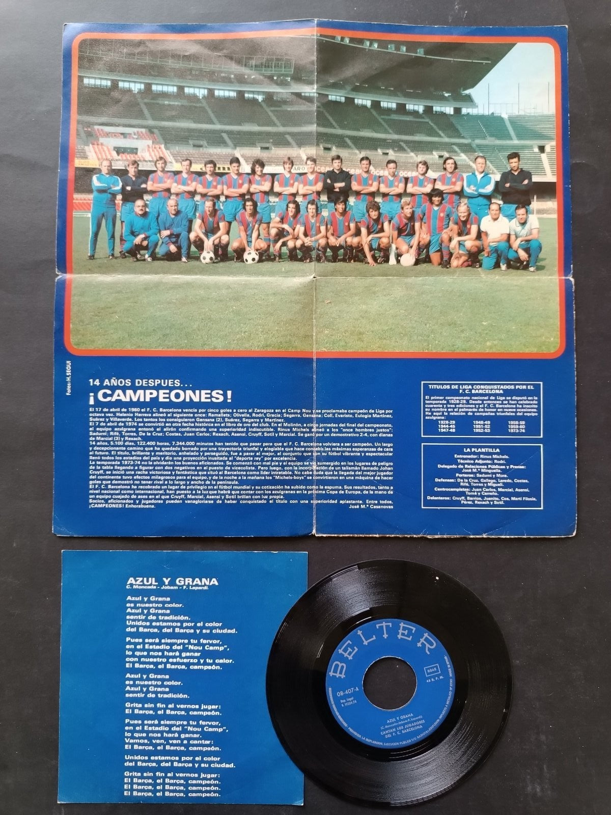 Vinile 45 giri AZULY GRANA los jugadores del f.c Barcelona